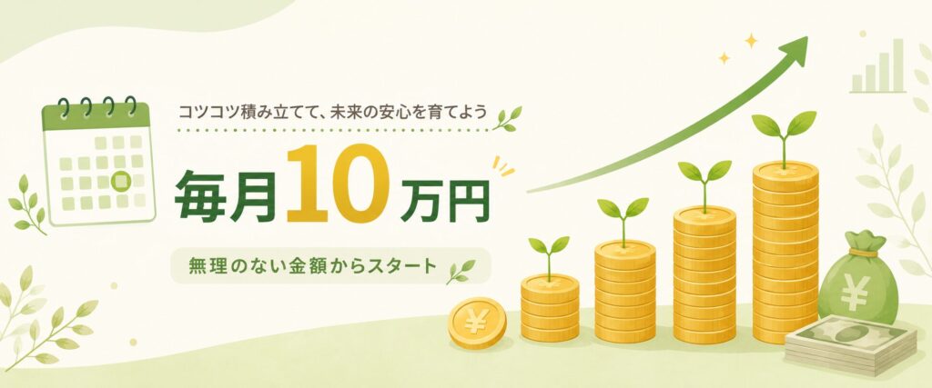 毎月10万円の積立投資イメージ・無理のない金額からスタート